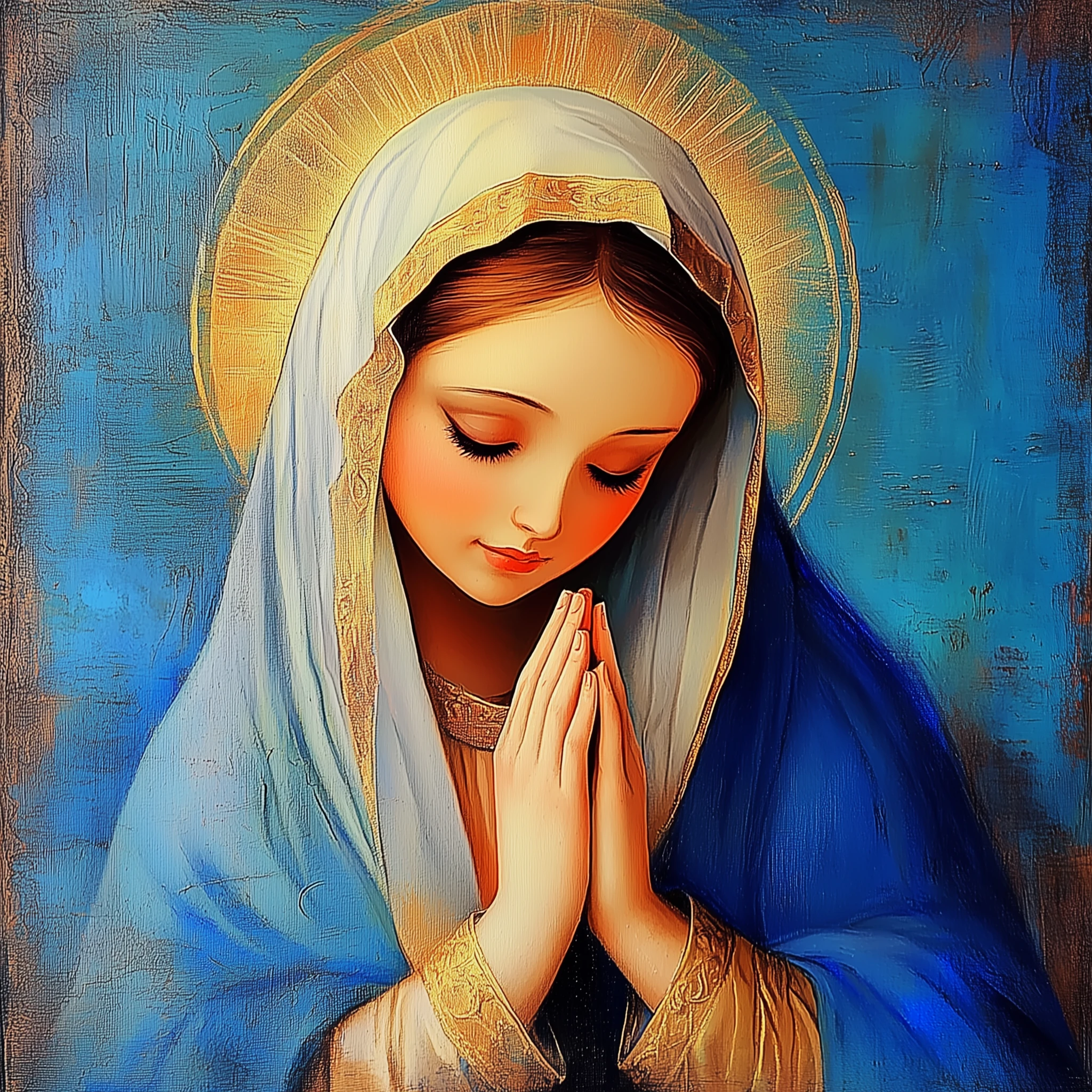 sainte-marie-blue - Tableaux sur bois a Lourdes - vierge-marie-lourdes